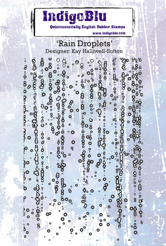 Rain Droplets A6 Red Rubber Stamp by Kay Halliwell-Sutton